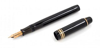 A Vintage Montblanc Meisterstuck Dicke Bertha Fountain Pen Length 5 3/4 inches.