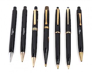 A Collection of Seven Vintage Montblanc Pix Mechanical Pencils Length of longest 5 1/4 inches.