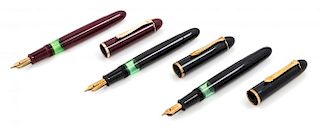 A Collection of Three Vintage Pelikan '140' Fountain Pens Length 4 7/8 inches.