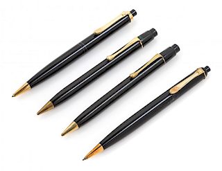 A Collection of Four Vintage Pelikan Mechanical Pencils Length of longest 5 1/8 inches.