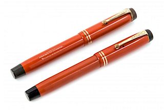 A Pair of Vintage Parker Duofold Special Fountain Pens Length 5 inches.