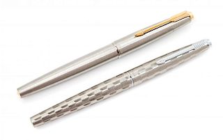 Two Parker '51' Fountain Pens Length 5 3/8 inches.
