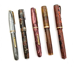 A Collection of Four Vintage Waterman Fountain Pens Length of first 4 1/4 inches.