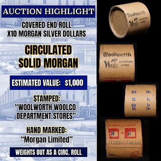 Must See! Covered End Roll! Marked " Morgan Limited"! X10 Coins Inside! (FC)