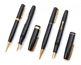 Two Waterman Fountain Pen and Pencil Boxed Sets Length of longest 5 1/8 inches.