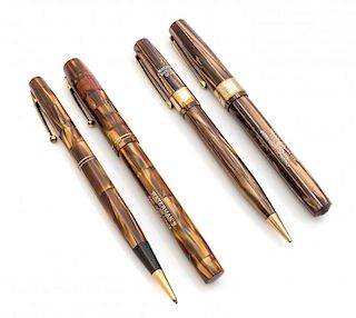 Two Waterman Fountain Pen and Pencil Boxed Sets Length of fountain pens 5 1/8 inches.