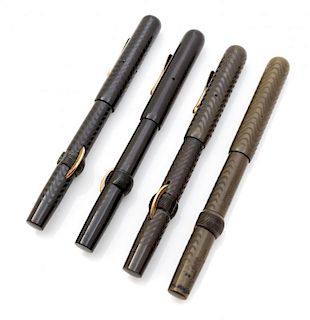 A Collection of Four Conklin Crescent Fountain Pens Length of each 5 3/8 inches.