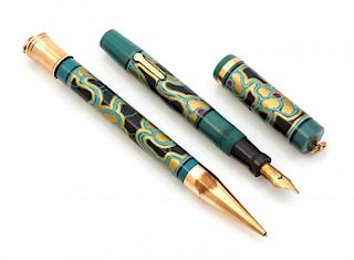 A Vintage Conklin Lady Fountain Pen and Pencil Set Length of fountain pen 3 3/4 inches.