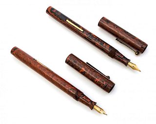 A Group of Two Cintage Conway-Stewart Ty-Phoo Tea Fountain Pens Length 5 3/8 inches.