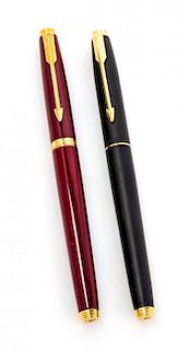 Two French Made Parker Fountain Pens Length 5 inches.