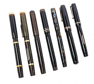 A Collection of Eight Swan Fountain Pens Length of longest 5 1/2 inches.