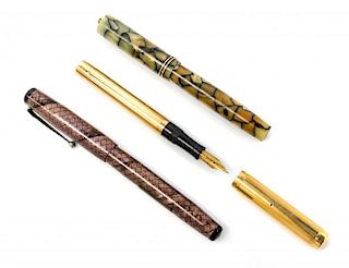 A Collection of Vintage Swan Fountain Pens Length of first 4 3/8.