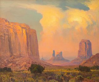 Rod Goebel, (American, 1946-1993), Thunderheads over Monument Valley