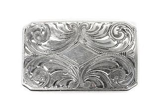 Edward H. Bohlin, Hollywood, CA, Sterling Silver Belt Buckle Height 2 x width 3 1/4 inches