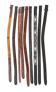 Collection of Nine Western Style Belts Length of longest 41 3/4 inches.