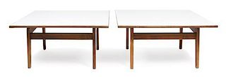 Three Walnut Low Tables The first: height 15 x length 72 x depth 21 inches.