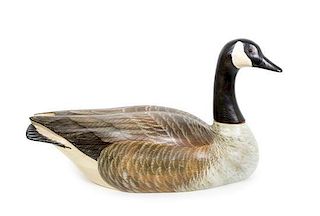 A Large Painted Canadian Goose Decoy, John Gewerth Height 14 x length 24 inches