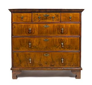 A George III Mahogany Chest of Drawers Height 38 x width 40 x depth 21 1/2 inches.