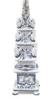An Italian Blue and White Porcelain Vase Height 30 inches.