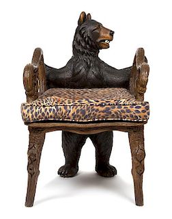 A Contemporary Black Forest Style Arm Chair, Newel Galleries, Inc., Height 38 x width 26 x depth 28 inches.