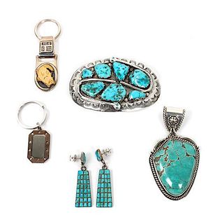 A Collection of Southwestern Silver and Turquoise Jewelry