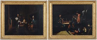 A Pair of Dutch Nighttime Candlelight Paintings