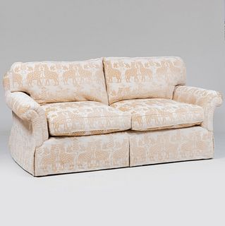 Two Seat Upholstered 'Jaguar' Damask Sofa
