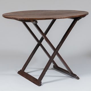 Tall Rustic Walnut Oval Tray Table