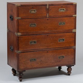 Victorian Brass-Mounted Mahogany Campaign Chest of Drawers