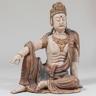 Chinese Polychromed Wood Reclining Buddha