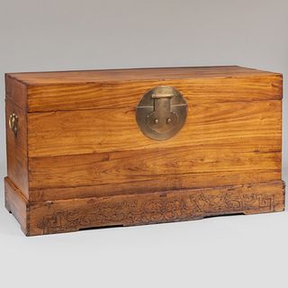 Massive Chinese Export Brass-Mounted Camphor Wood Chest