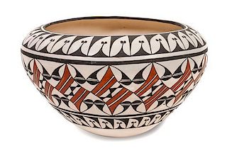 Rose Chino Garcia (Acoma, 1928-2000), Large Polychrome Olla Height 8 x diameter 12 1/2 inches.