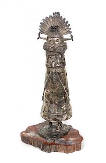 A Silver Shalako Kachina Figure, J. Turpen Height overall 22 1/2 inches.