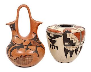Two Hopi Pottery Vases Height of the first 9 1/4 inches.