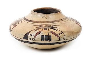 A Hopi Flying Saucer Jar Height 5 1/2 x diameter 10 inches.