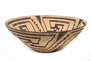A Pima Basketry Bowl Height 7 x diameter 19 5/8 inches.