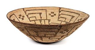 A Large Pima Basket Bowl Height 6 1/2 x diameter 18 1/4 inches.