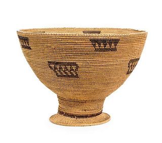 A Miwok Basketry Goblet Height 8 1/2 x diameter 11 1/2 inches.