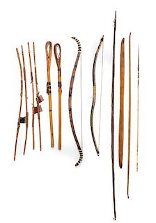 A Group of Southwest Style Hunting Tools and Games Length of longest 75 inches.