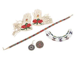Five Shoshone Beaded Articles Length of first: 13 1/2 inches.