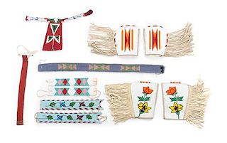 A Group of Northern Plains and Plateau Articles Length of beaded belt 29 inches.
