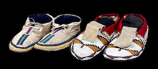 Two Pairs of Moccasins Length of longest 10 inches.