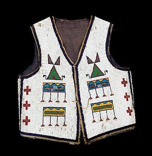 A Beaded Sioux Vest Length 22 inches.