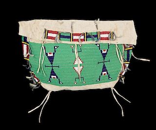 A Sioux Beaded Possible Bag Height 13 1/2 x 19 1/2 inches.