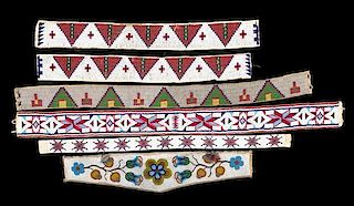A Group of Plains Beaded Strips Length of longest 38 inches.