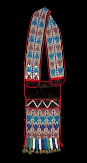 A Potawatomi Beaded Bandolier Bag Length approximately 36 inches.