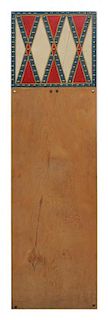 An Osage Painted Wood Cradleboard Length 41 3/8 x width 11 7/8 inches.