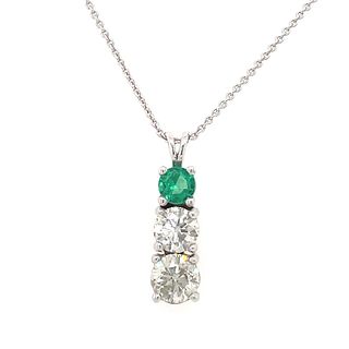 GOLD PENDANT WITH DIAMONDS AND EMERALD - PND20508
