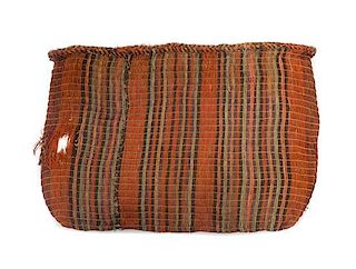 A Menominee Fiber and Basswood Bag Length 26 3/4 x width 18 3/4 inches.
