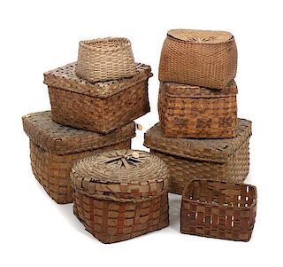 Eight East Coast Native Baskets Height of largest 11 1/2 x 14 1/2 x 14 1/2 inches.